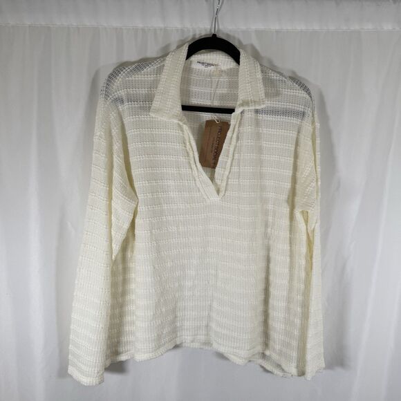 New Project Social T Swreater Women's Small Off White Knit Cotton Blend Pullover - Picture 1 of 10